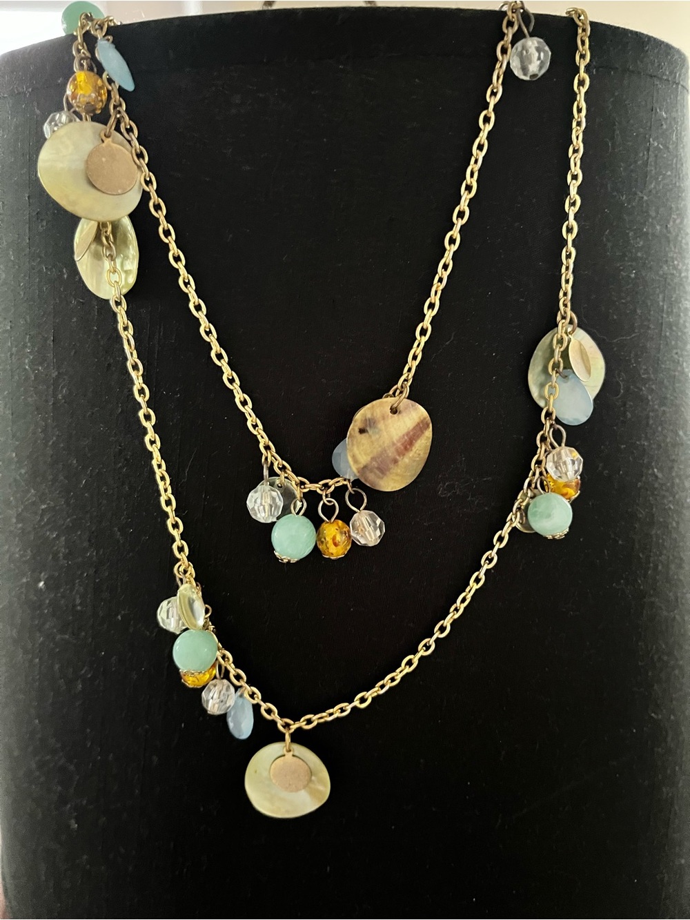 Coastal Style 40” Multi‑Bead Necklace w/ Shell Accents - Boho